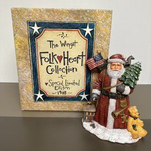 Rare The Winget Folk Heart Collection American Flag Santa Claus / 0693 of 1000